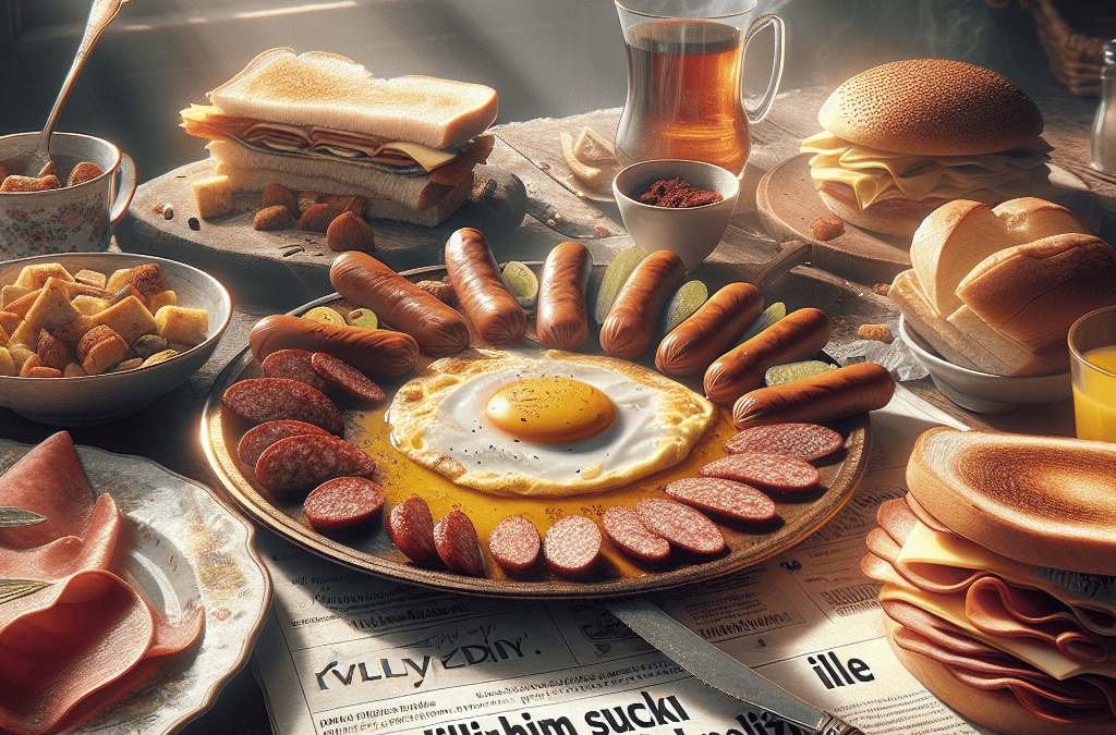 Türk kahvaltı sofrası, sucuklu yumurta, pastırma, kaşar, tost, çay ve çeşitli kahvaltılık lezzetlerle dolu.