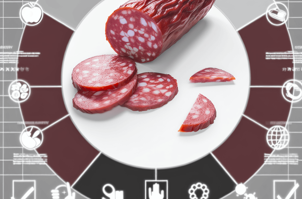 Dilimlenmiş sucuk ve pastırmanın beyaz bir tabakta sunumu; lezzetli şarküteri ürünleri gastronomi rehberi.