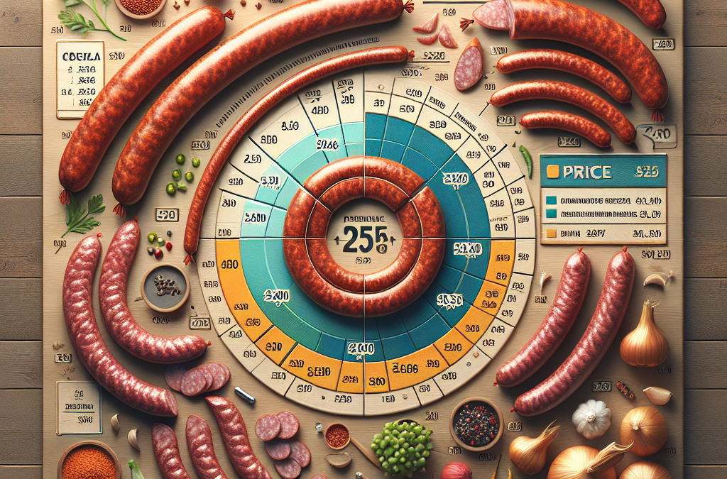 Sucuk, pastırma ve baharatların fiyat analizi görseli; 2025'teki fiyat değişikliklerini gösteren grafik.